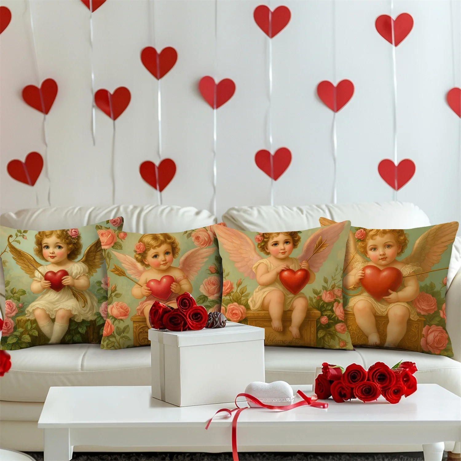 

Очаровательная наволочка «Купидон и сердце»: наволочка с романтическим цветочным узором для милого дивана, спальни, домашнего декора
