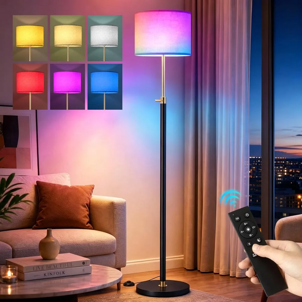 Height Adjustable Dimmable RGB Floor Lamp for Living Room and Bedroom