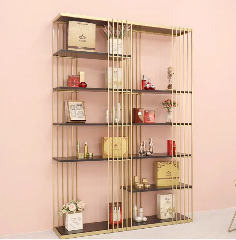 Cabinet metal shelf stand product racks combination beauty salon showcase cosmetic display container