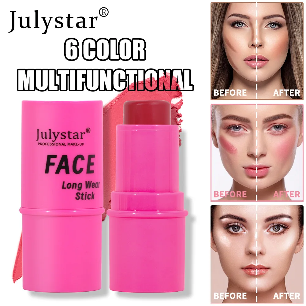 Julystar 6 Color Eye Shadow Stick Multi Functional High Gloss Contouring Face Body Makeup Cosmetic Base Cream Powder Blusher