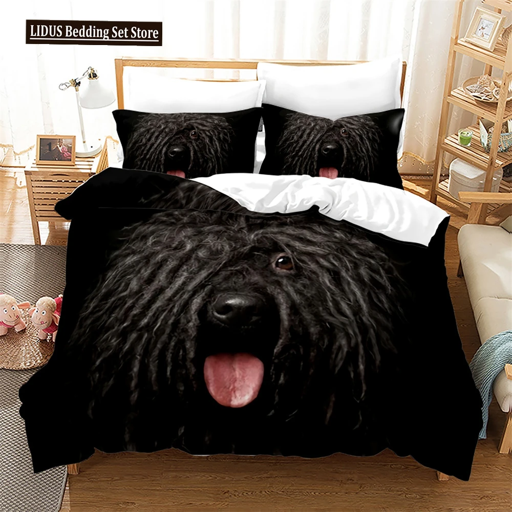 3D Dog Printed Duvet Cover Set King Queen Full Size Kids Teens Boys Bedding Set Black Cute Pet Puppy Polyester Comforter Cover