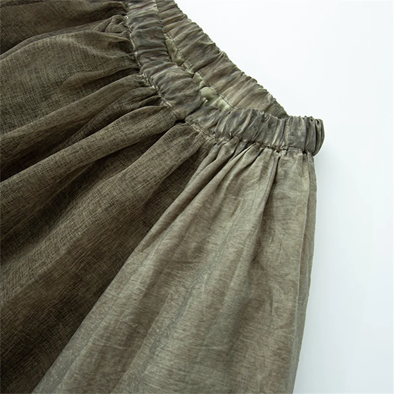 BANA Retro Spliced ​​adient 롱 f 스커트 여성 여름 얇은 우산 스커트 하이 웨이스트 A 라인 스커트 Ci Commute Sle