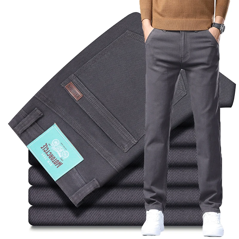 2025 جديد رمادي داكن مطاطا الجينز الرجال القطن لينة مريحة الأعمال عادية الدينيم السراويل الملابس الكورية ربيع الخريف بنطلون #1