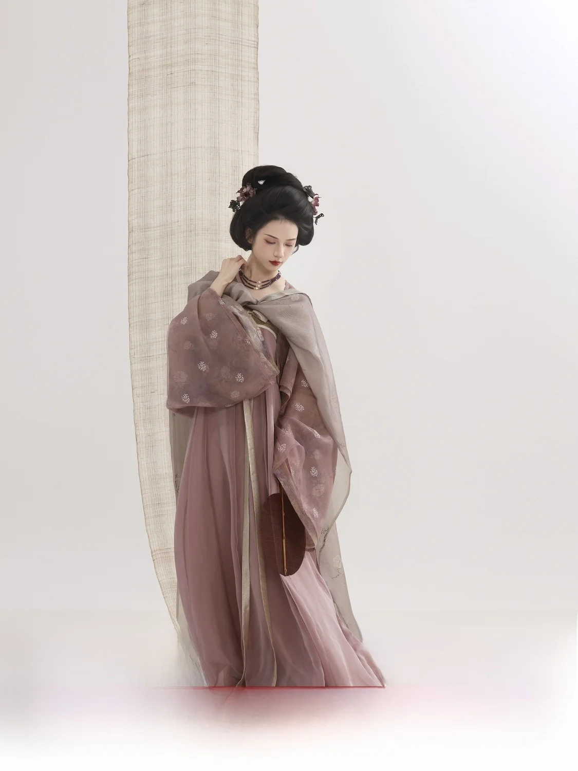 

angYaoju Tang Original Hanfu Women's Summer Pink Purple 2 Layered Chest irt Skirt Overlap Big Sve irt