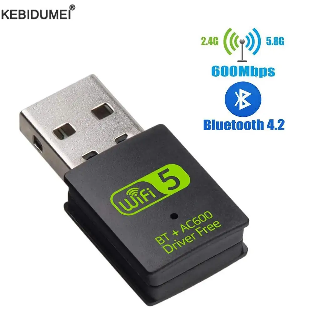 

600Mbps USB WiFi Bluetooth Adapter Dual Band 2.4/ 5.8Ghz Wireless External Receiver Wi-Fi Dongle for PC/Laptop/Desktop