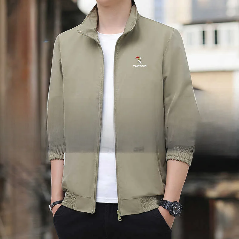 

Men's Windproof Casual Jaet Stand Fit Busin Gentleman Sle Long Sve Zipper Closure Polyester/Nylon Cosite Fiber