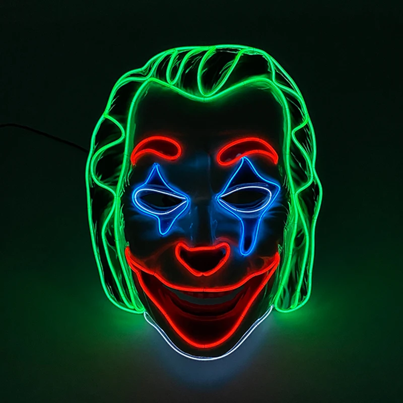 

High Quality Movie Cosplay Mask Movie DC Clown Costumes Headgear Mask Glowing Mask Funny Cospplay Shining In The Dark