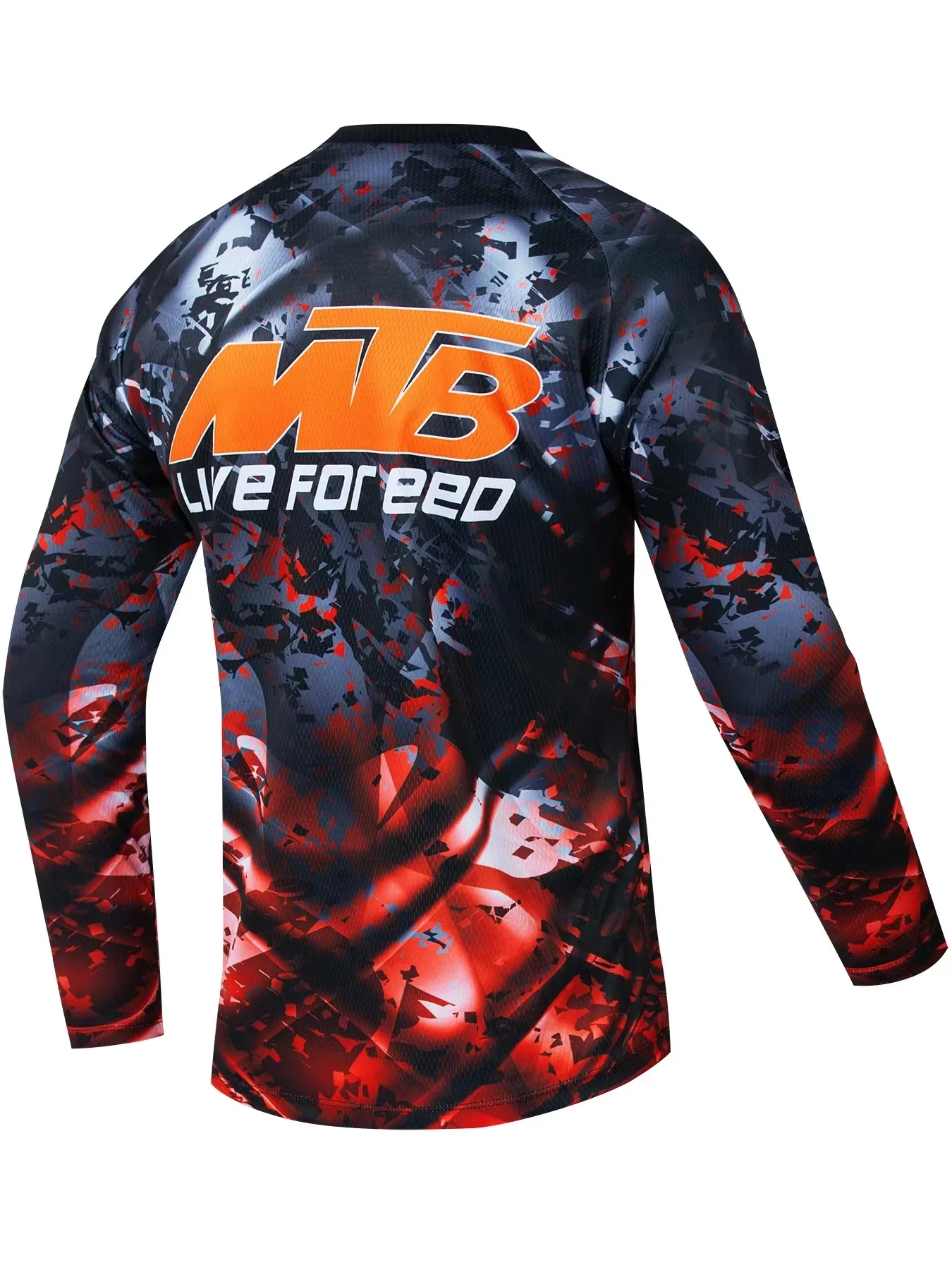 Neu eingetroffen: Unisex-T-Shirt mit Splash-Motiv, V-Ausschnitt, langen Ärmeln, aus Jersey, für Motocross, geeignet für Offroad-, Dirtbike- und Downhill-Fahrten. – Detail 9