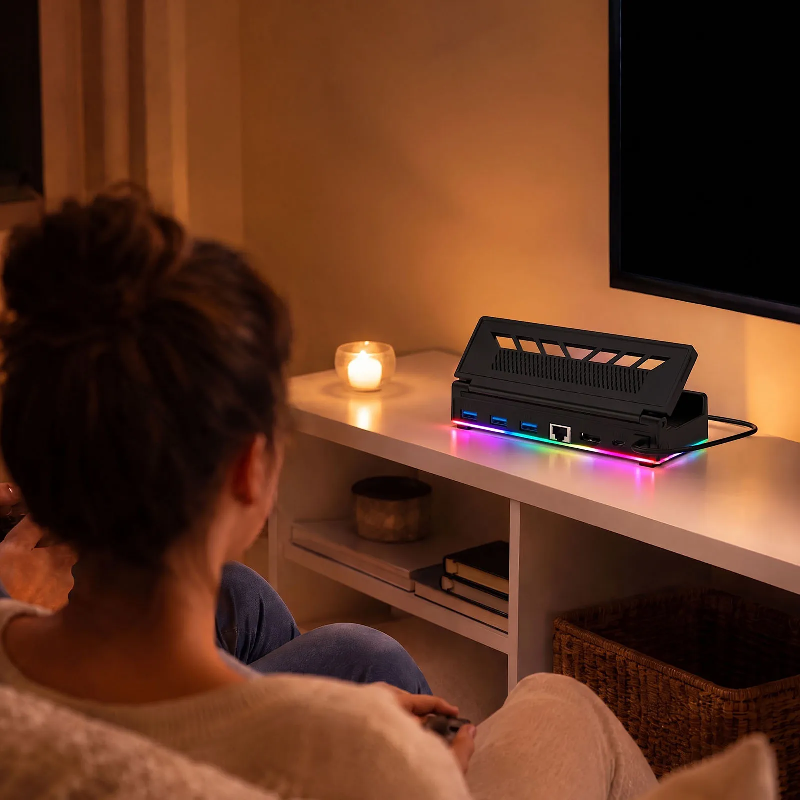 for Steam Deck OLED Legion Go ROG Ally Dock RGB 4K 144Hz USB3.0 HDMI-compatible Ethernet
