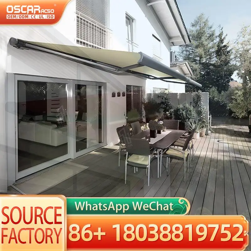 Retractable Waterproof Shading Folding Arm Full Cassette Awning for Patio Garden Balcony in Europe US Retractable Awning