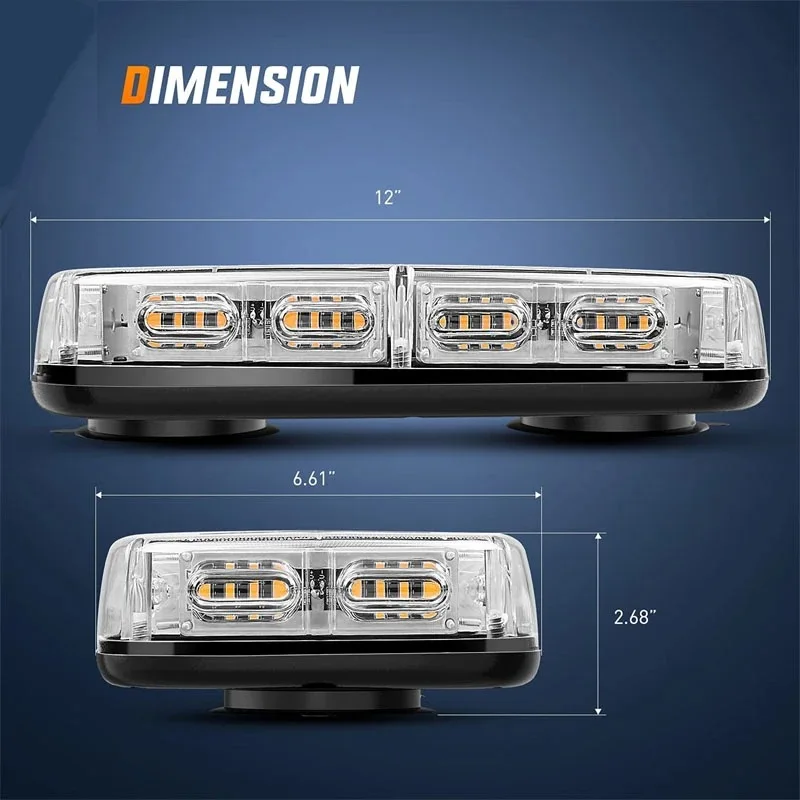 Roof Top Strobe Lights 48LED Emergency Safety Hazard Warning Light LED Flashing Light Bar Magnetic Mount for 12V 24V Car Truck