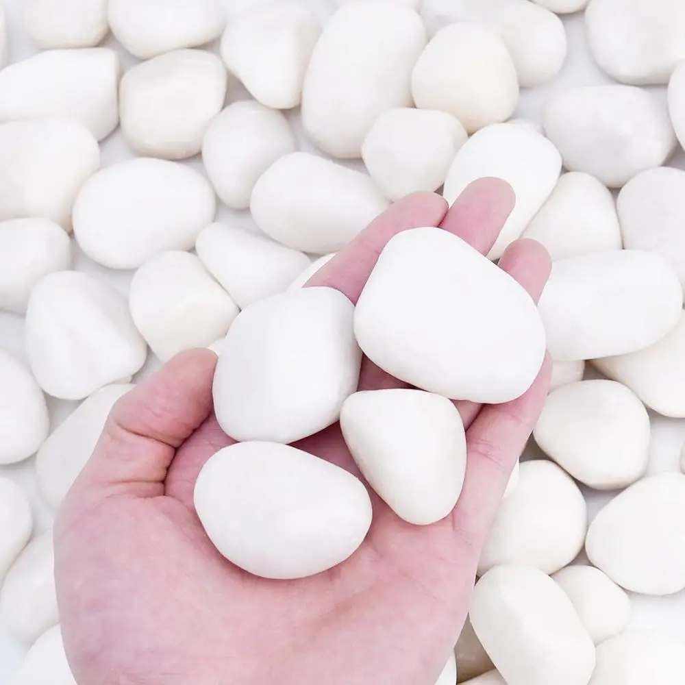 

20 фунтов белых речных камней для комнатных растений или ландшафтного дизайна на открытом воздухе, полированные камни диаметром 1-2 дюйма для дорожек и дворов