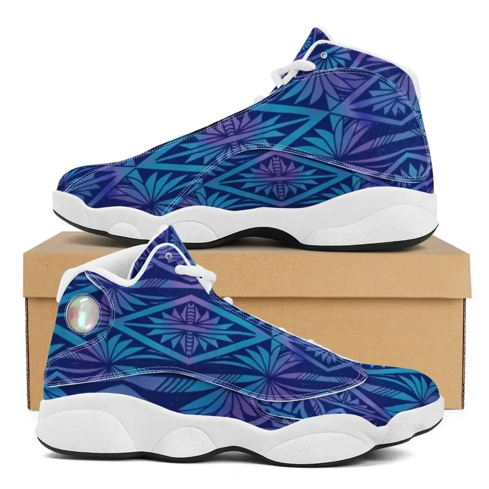 Brand New Blue Polynesian Samoa Tribal Tonga Style Running Shoes Custom Ball Sports Team Logo Men's Basketball Sports Shoes