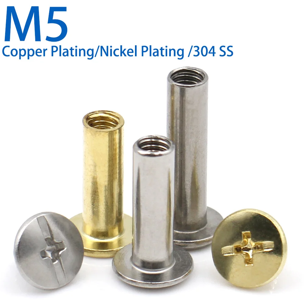 M5 Book Binding Chicago Screws Phillips Binding Posts Brass Plated Nickel Plated 304 Stainless Steel Album Menu Screw Post