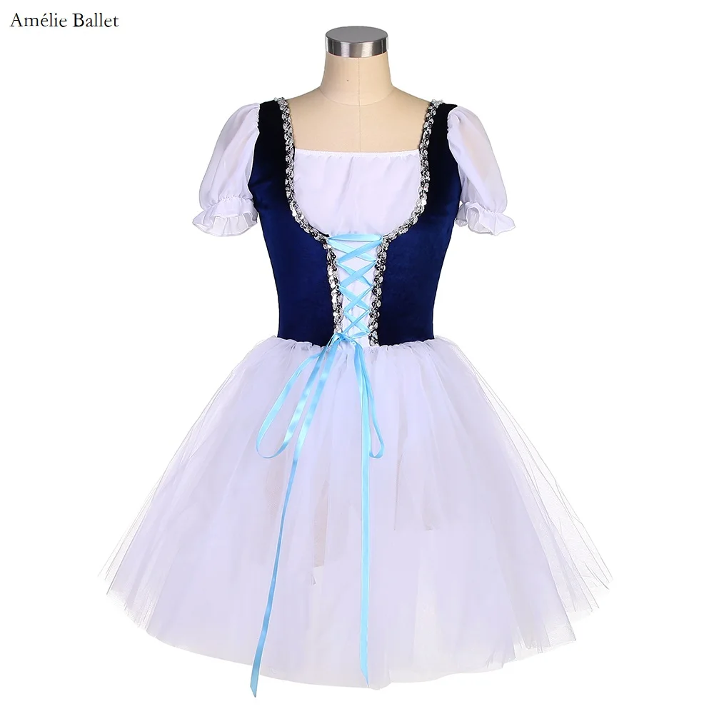 

21268 Royal Blue Velvet Leotard With 5 Layers Of Soft Tulle Long Romantic Ballet Tutu For Girls&Women Performance Dance Dress