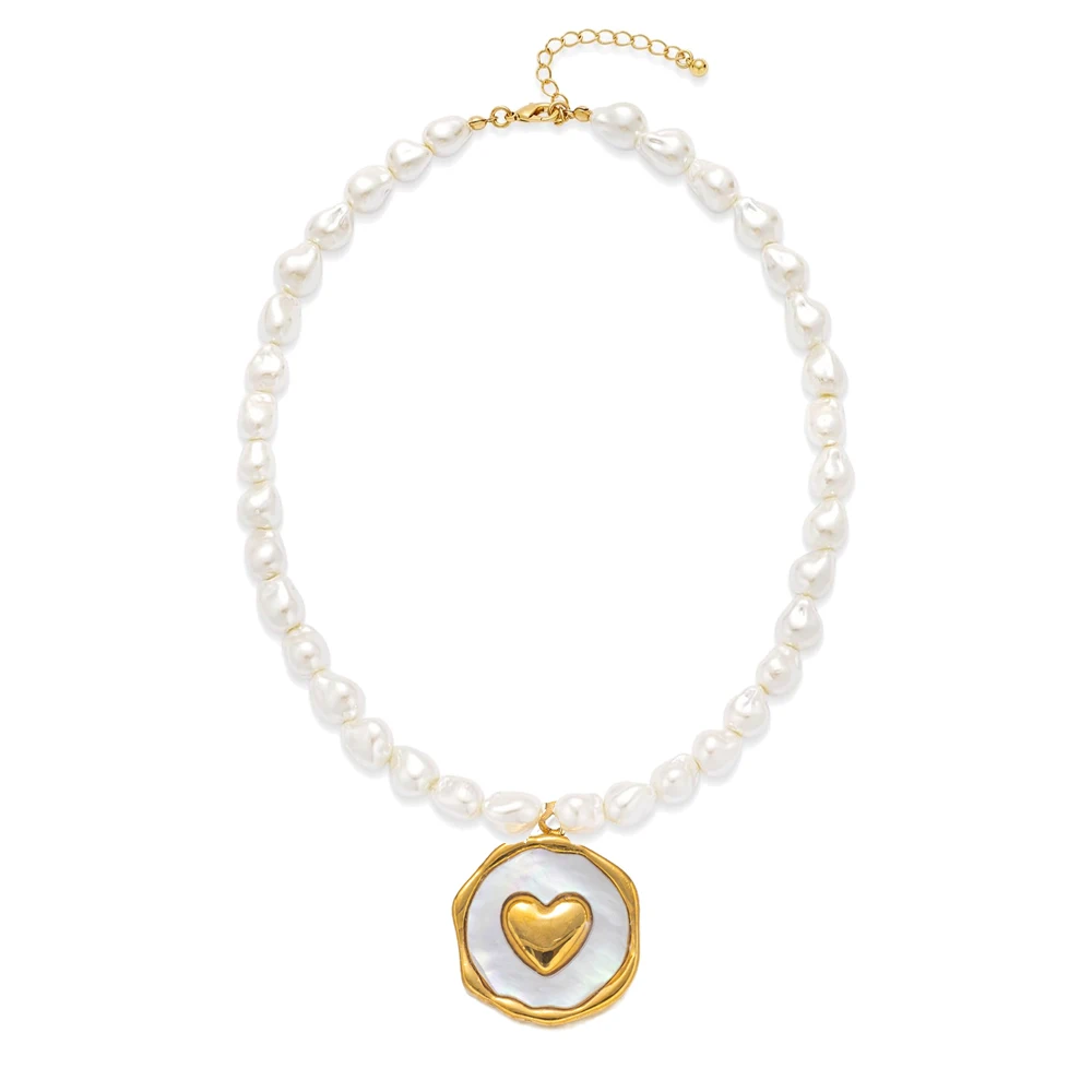 2pcs Stainless Steel Gold Enamel Flower White Shell Heart Moon Bracelet Charm for DIY Necklace Earring Component Jewelry Making view 4