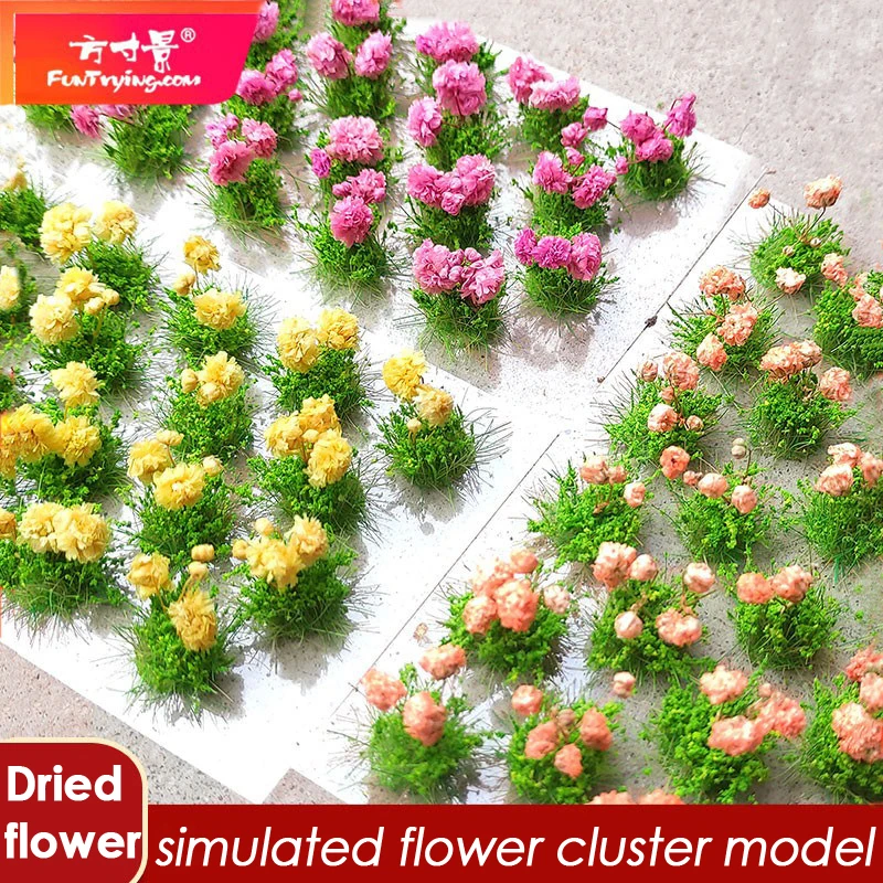 7pcs/Box Miniature Simulated Cluster With Dried Flowers Pastoral Floral Scene Sand Table Landscape Materials Diy Dollhouse Decra
