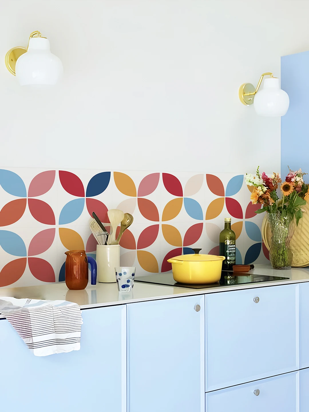 Dopamine Kitchen Tile Stickers Thickened Waterproof Washable Wall Decals Nordic Style Heat Resistant Decorative PVC Tiles