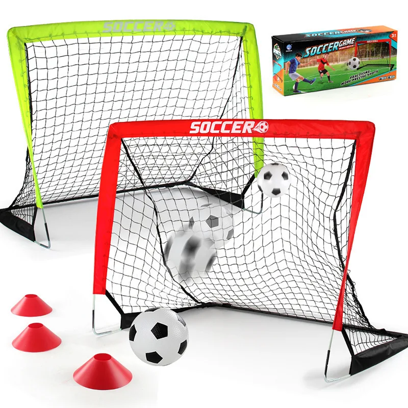 Kids Mini Soccer Goal Sets Backyard Mini Netball Set with Pump Portable Folding Youth Soccer Goal Sets Football Toy for Kids