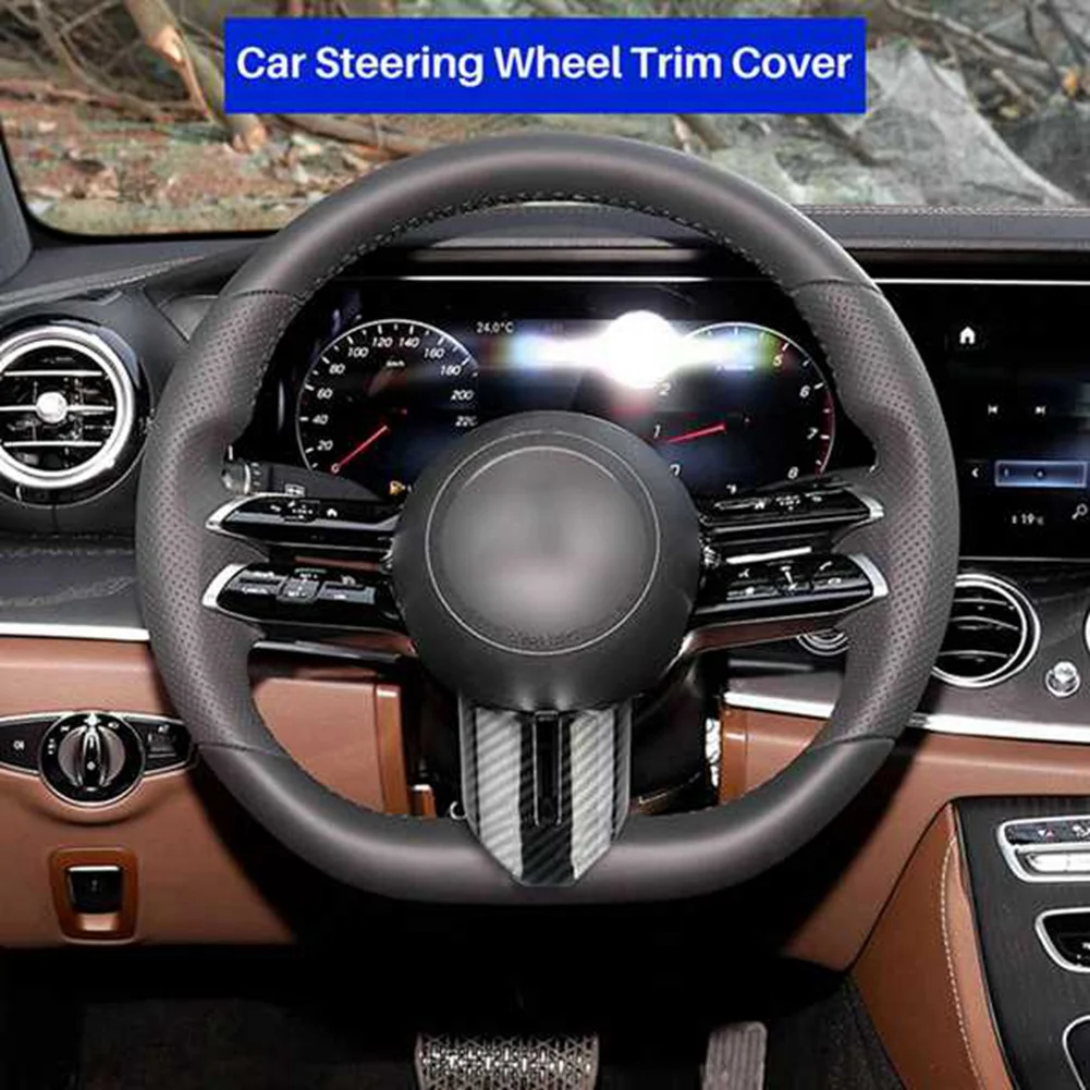 For Mercedes Benz C E S Class W206 2022 Carbon Fiber Car Steering Wheel U Type Cover Trim Frame Sticker Accessories