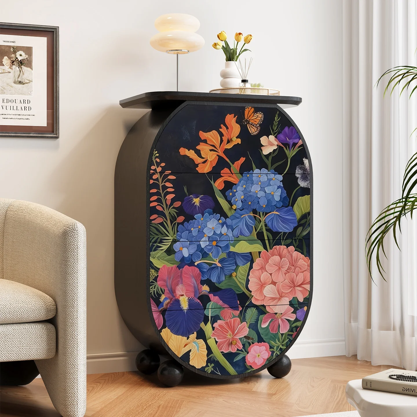 Yicheng Beauty Modern Living Room Wooden Locker Sofa Side Table Four Drawer Cabinet Model MP25110707 Made in China