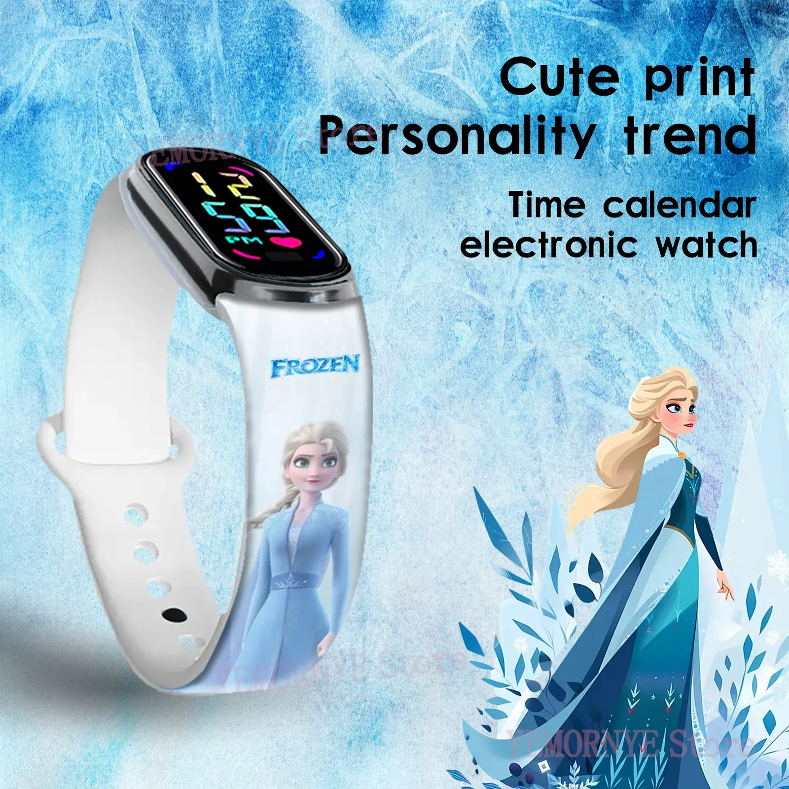 Disney Frozen Digital Kids' Watches Anime Figures LED Luminous Watch Touch Waterproof Electronic Sports Watch Kids Birthday Gift