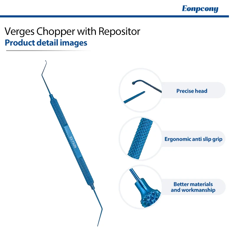 Verges Chopper with Repositor Combined Phaco Chopper & Nucleus Repositor Titanium Alloy Ophthalmology Surgical Tool