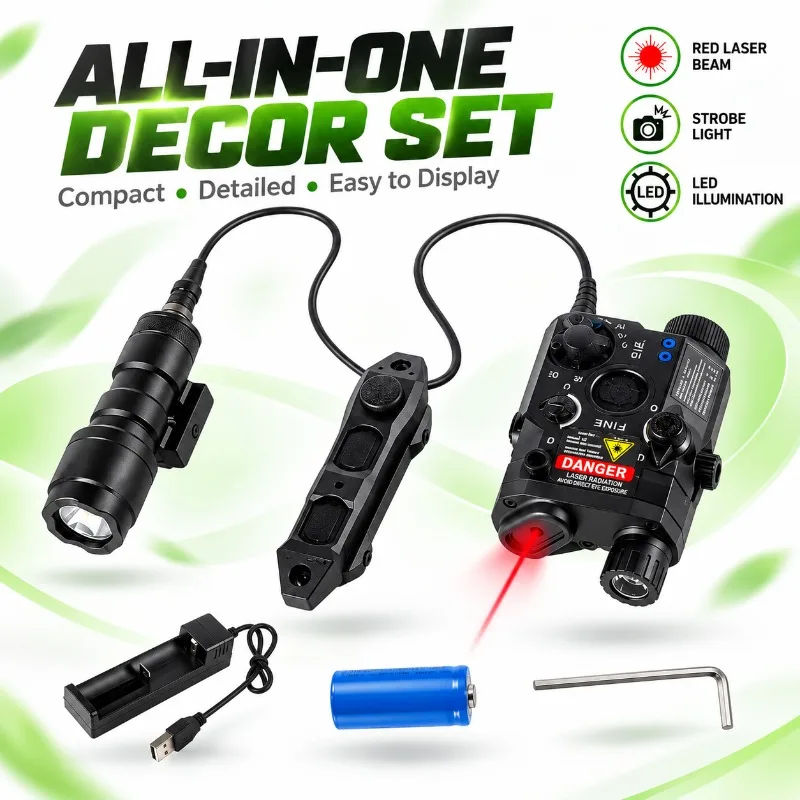 PEQ15 Look‑Alike Alloy Decor Component, Red‑Green Beam Module, Strobe Flashlight, Detachable Triple‑Control Switch