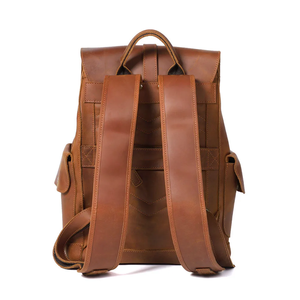 S.WORKER Vintage Echtleder-Rucksack für Herren, Reise-Vintage-Crazy-Horse-Schultasche, Große Laptop-Schultertasche aus Rindsleder für Männer – Detail 20