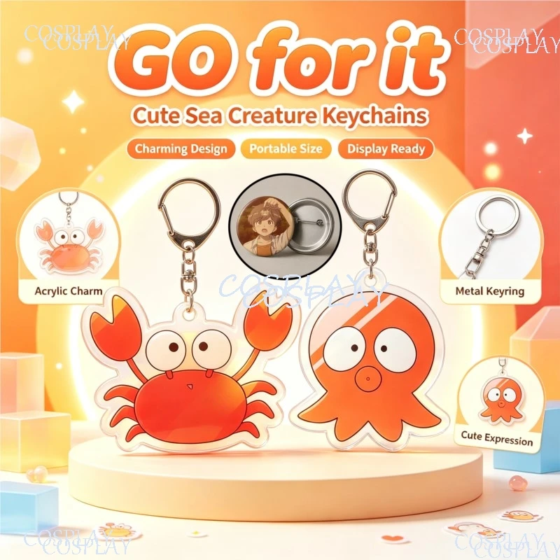 GO for it Same Style Crab Octopus Hirose Keychain Bag Pendant Anime Accessory Gift Halloween Cosplay Charm