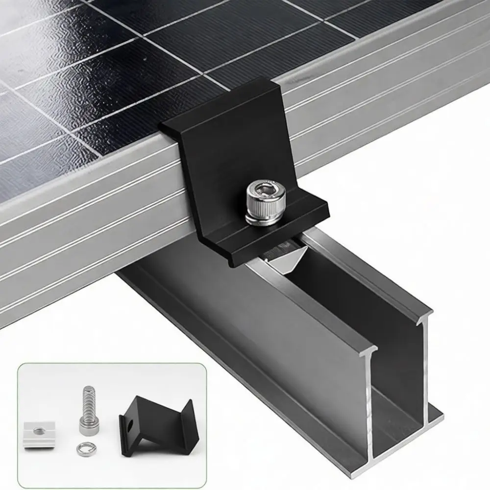 Aluminum Alloy Photovoltaic Bracket Clamps Black Oxidized Solar Panel Mounting Hardware Roof Fixed Utility Installation Kit