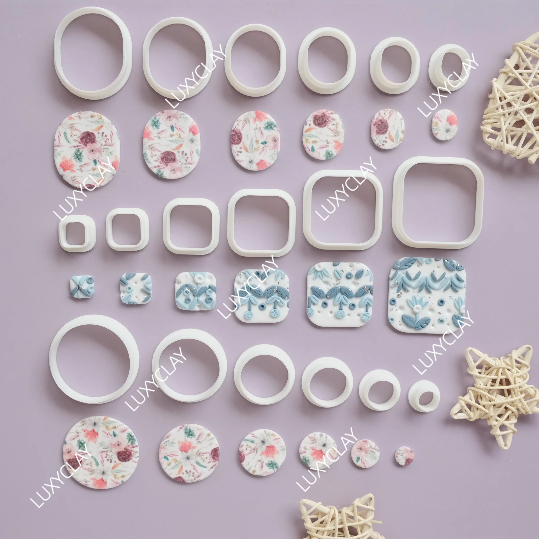 6pcs/set Circle Shape Polymer Clay Cutters, Puffy Circle Clay Molds for DIY Jewelry Earring Making, Rounded Square Clay Cutters