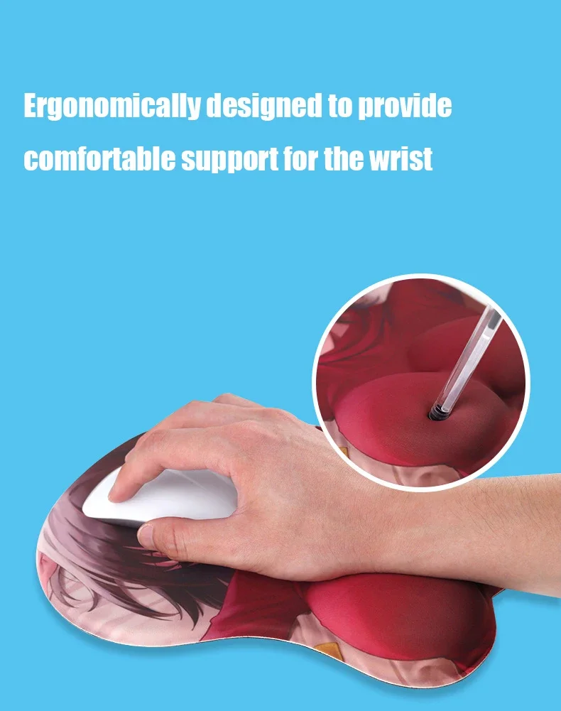 Podkładka pod mysz DIY z możliwością personalizacji, anime, 3D, z podparciem nadgarstka, silikonowa, seksowna, kreatywna, do gier.