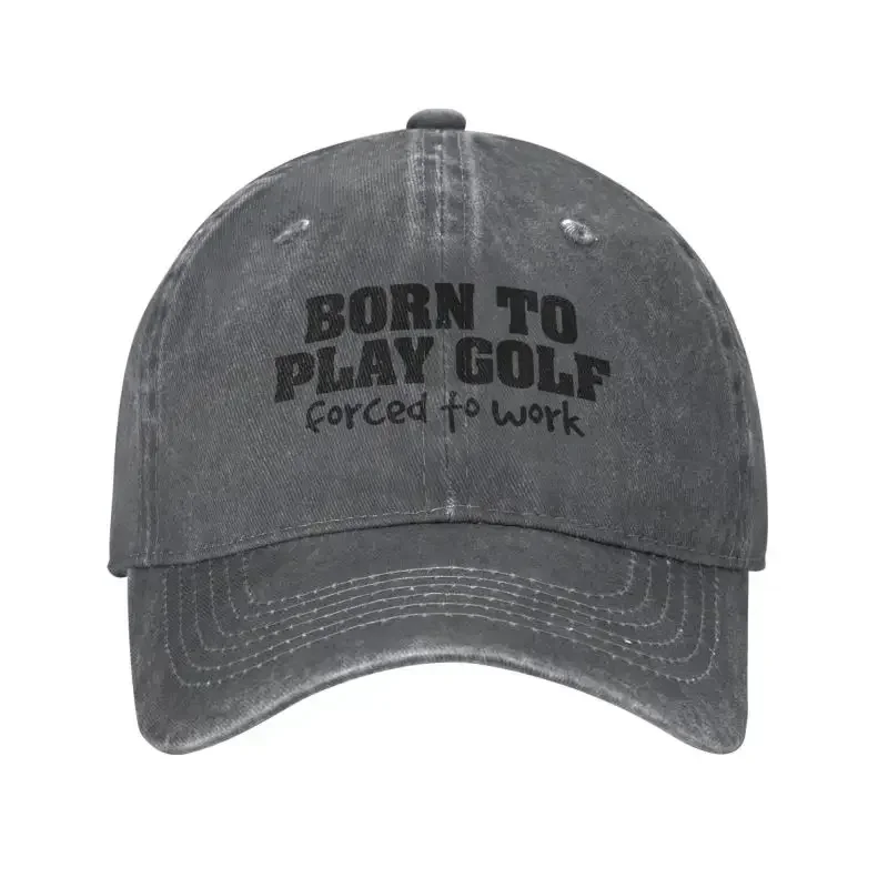 

Модная хлопковая бейсболка Born To Golf Forced To Work для мужчин и женщин, регулируемая забавная бейсболка с цитатами для гольфа, шляпа для папы в гольф, производительность