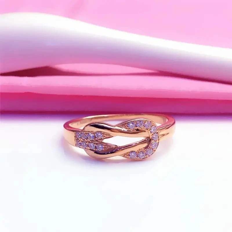 Unique Design 585 Purple Gold Plated 14K Rose Gold Inlaid exquisite crystal Rings For Women Romantic Charm Wedding Jewelry Gift