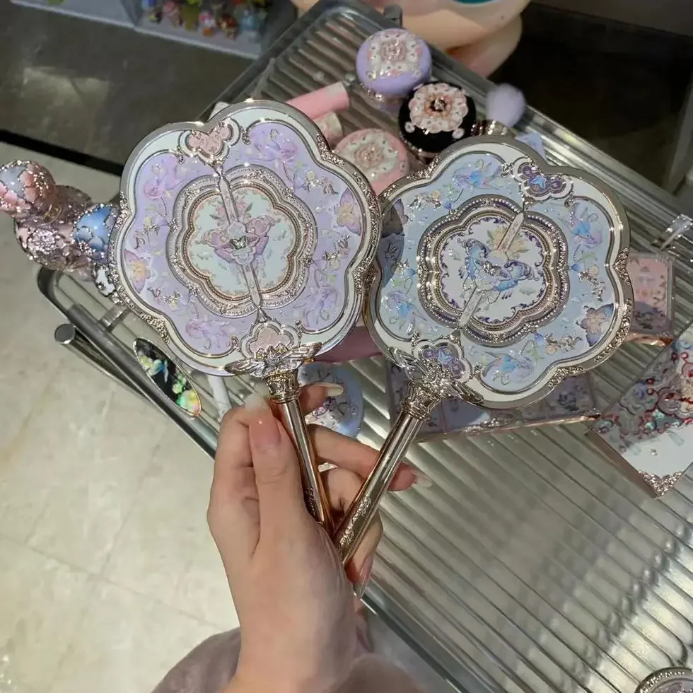 مجموعة Flower Knows Butterfly Cloud Collar Collection مرآة محمولة رائعة للسفر، مرآة مكياج محمولة هدية عيد ميلاد للأصدقاء