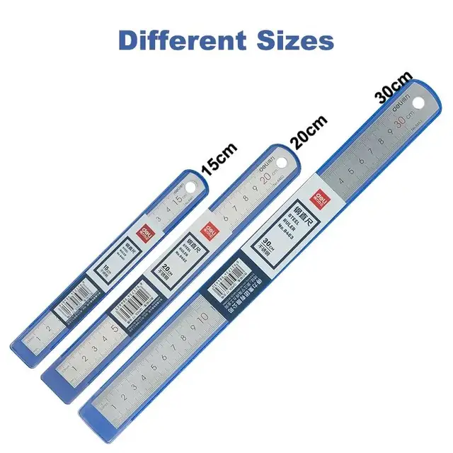 Deli Stainless Steel Ruler 15/20/30cm Metal Straight Ruler for Home School Precision Measuring Drawing Tool Supplies 1/2/5pcs 6
