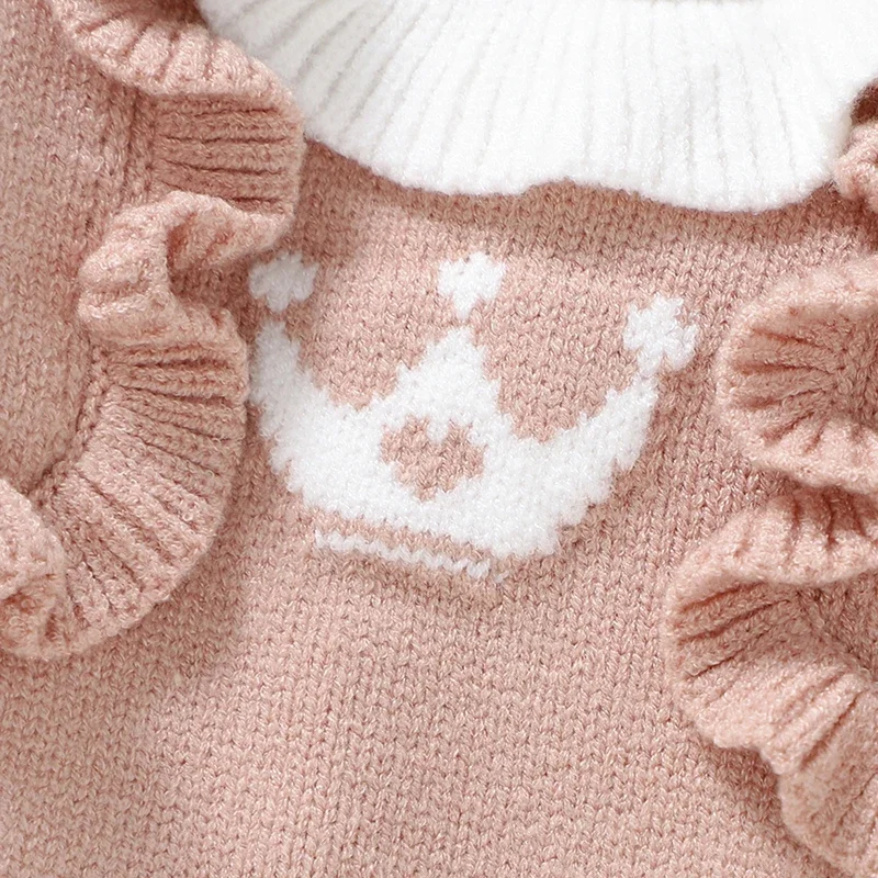 Newborn Baby Romper Knitted Toddler Kid Clothing Fashion Ruffles 0-9M Foot Wrapping Infant Girl Jumpsuit Long Sleeve Autumn Watm