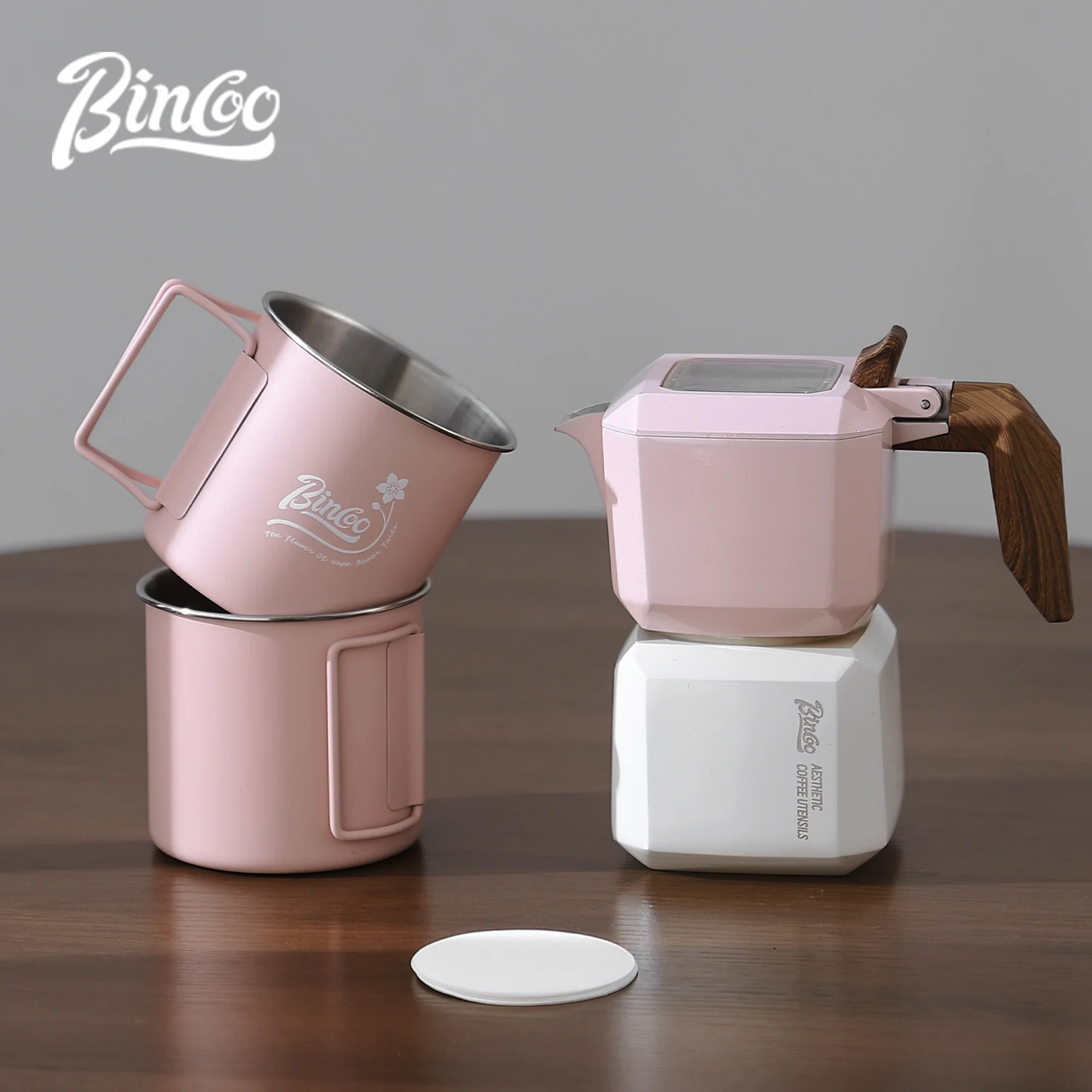 

BINCOO Double Valve Moka Pot Square Coffee Pot Espresso Pot Coffee Extraction Maker Set for Home and Outdoor Electric Stove 220v