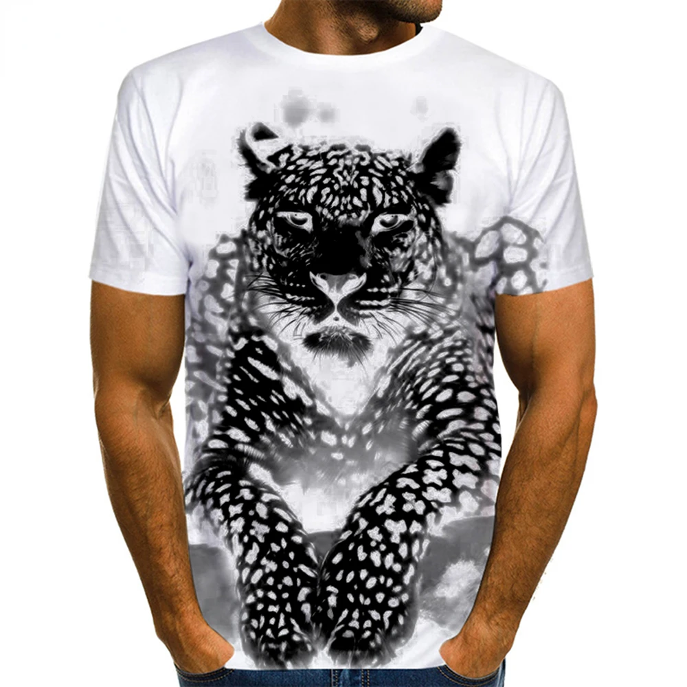 Men\'s Animal T-Shirt 3D Printed Leopard Print Men\'s Summer Animal Graphic Beast Graphic Ladies/Men Novelty Hip Hop Streetwear To