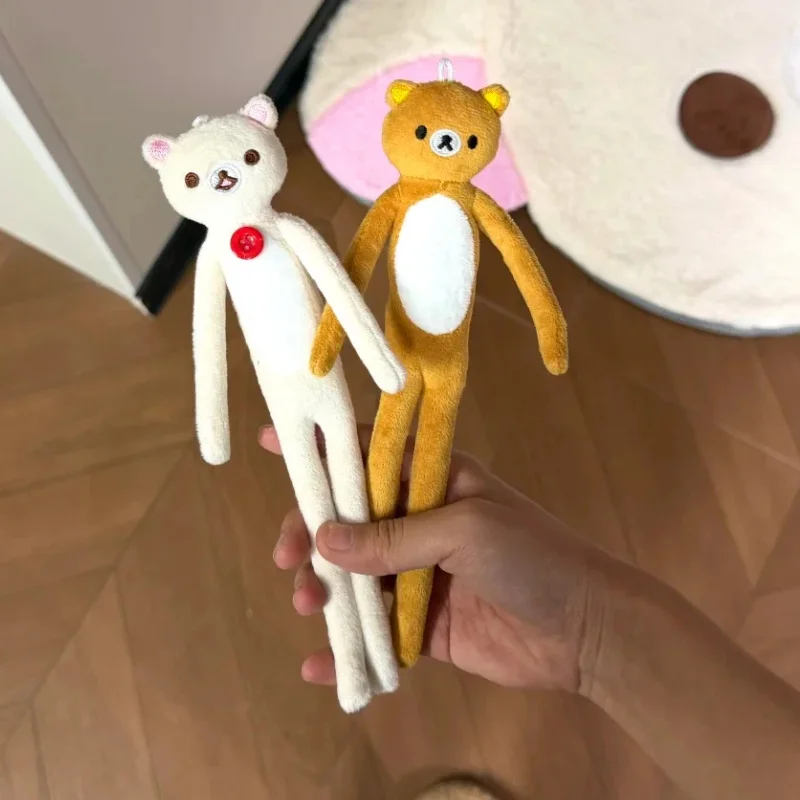 

Long Leg Rilakkuma with wire Plush Toy Soft Stuffed Doll Bag Pendant Keychain Bag Decoration Home Ornament Gift can strike pose