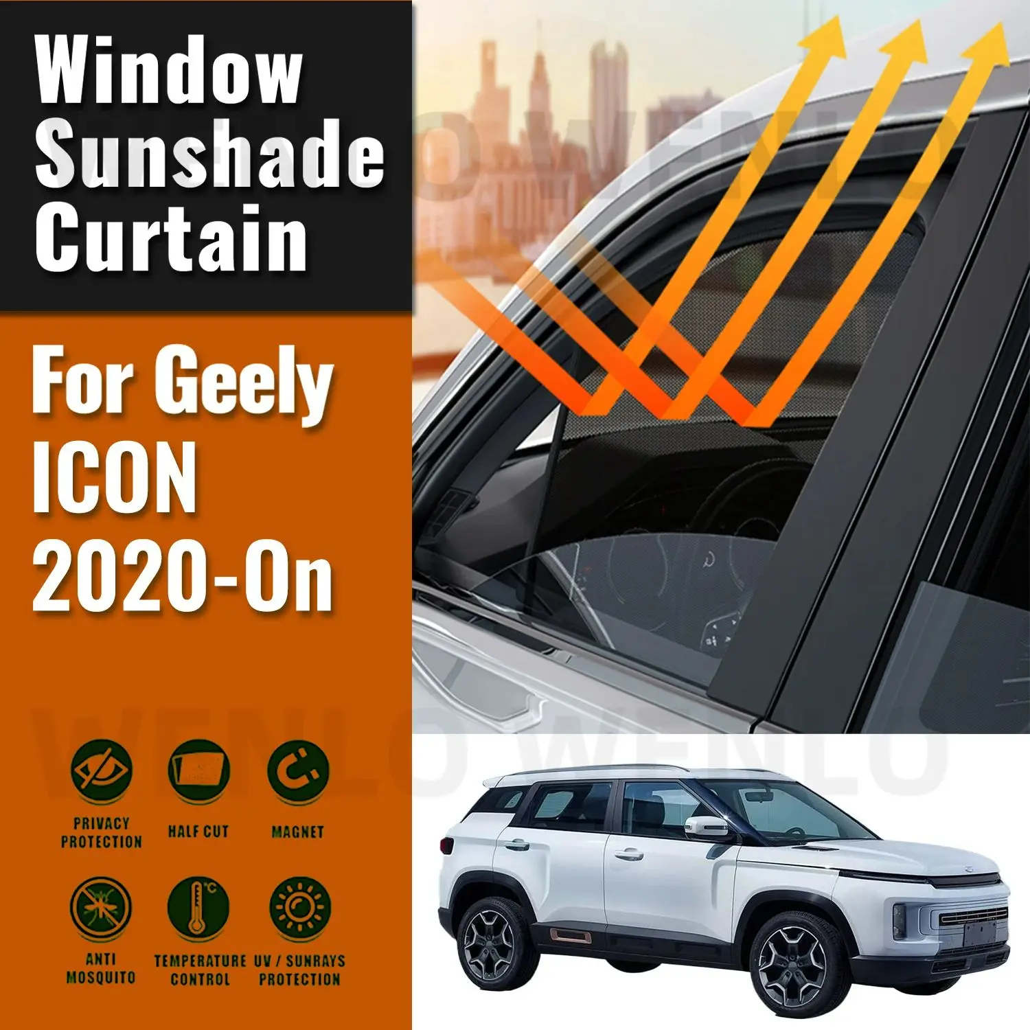 For Geely ICON 2023 2022-2020 Magnetic Sun Shade Car Sun Visor Front Windshield Curtains Summer Window Sunshade Auto Accesorries