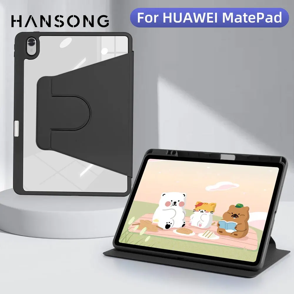 For Huawei MatePad 360° Rotating Acrylic Case For HUAWEI MatePad 11.5inch Tablet Cute Cover with Pencil Holder