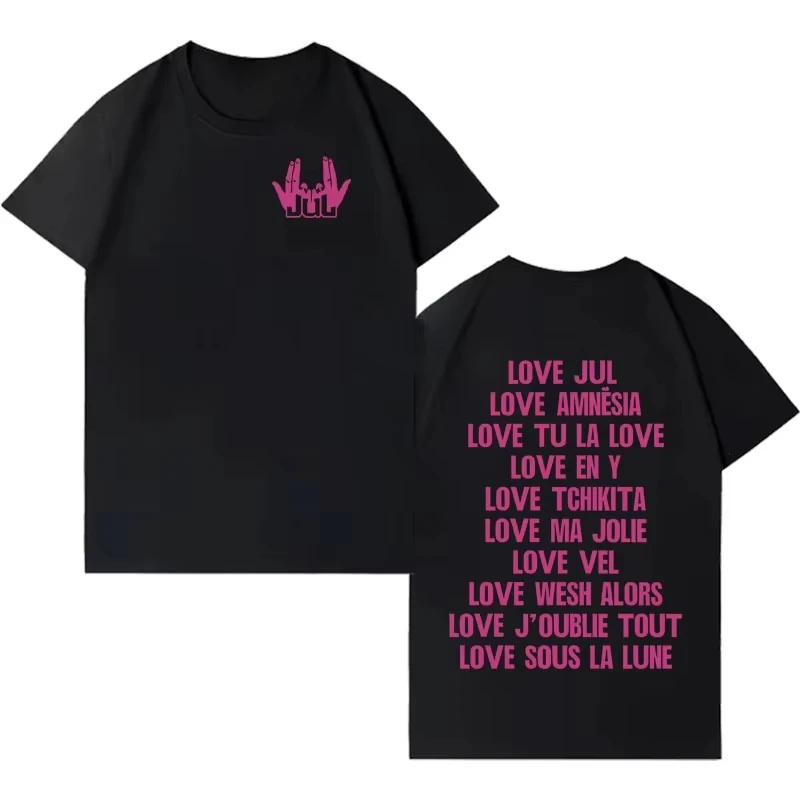 2026 New Men Women Summer Casual Streetwear Short Sleeve Tee, Front Hand Gesture and Back Vertical Letter Graphic Print Top