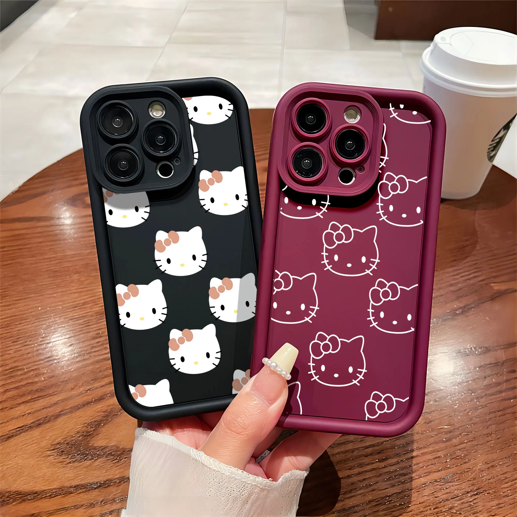 Full Screen White Hello Kitty Phone Case for Huawei P20 P30 P40 P50 Mate 20 30 40 Pro Nova 7 9 10 SE Soft TPU Back Cover