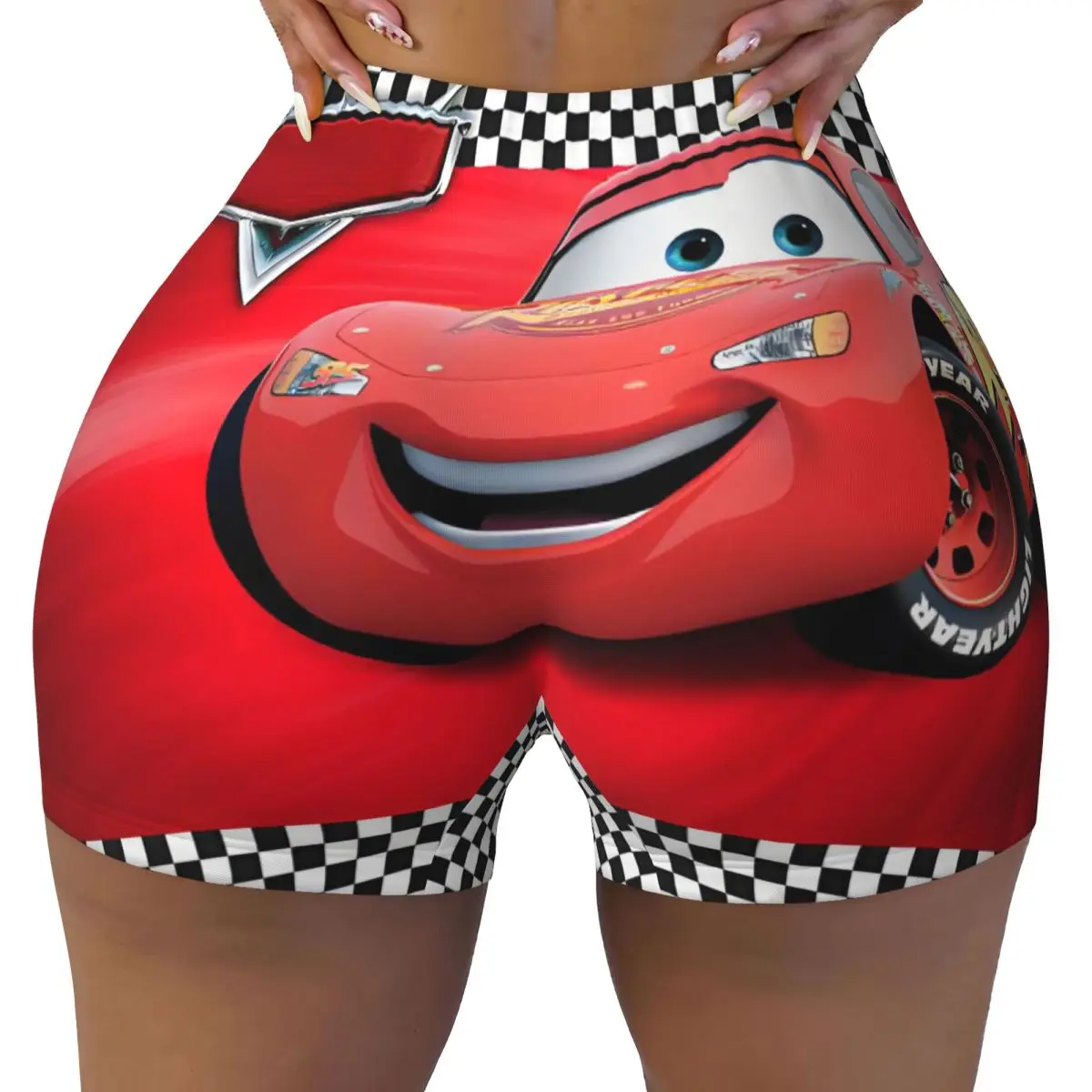 

Custom Lightning McQueen Anime Running Volleyball Gym Shorts Women Athletic Workout Yoga Shorts