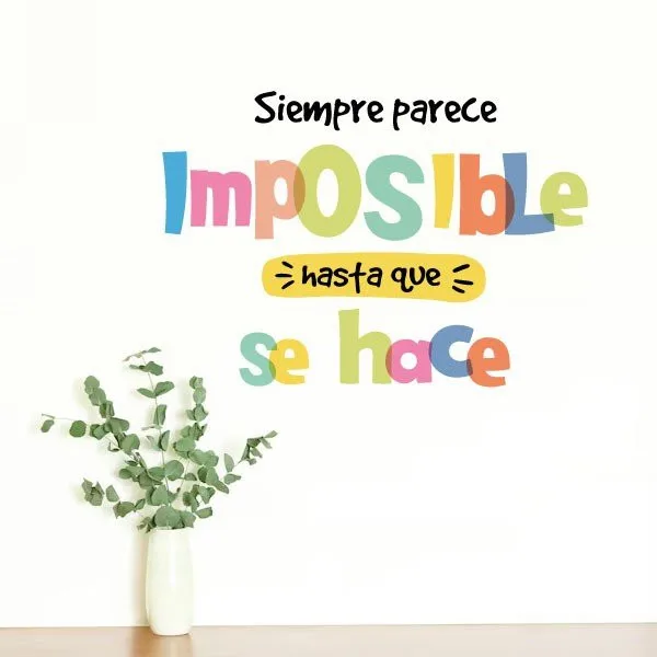 Spanish Inspirational Quote Slogan Wall Stickers Bedroom Playroom It Always Seems Impossible Until Is Done Wall Decals Decor