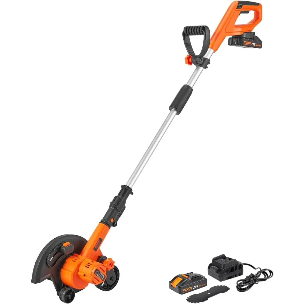 9-Inch Cordless Lawn Edger with Adjustable Blade Depth and Handle, Battery & Charger Included for Lawns, Driveways, Sidewalks