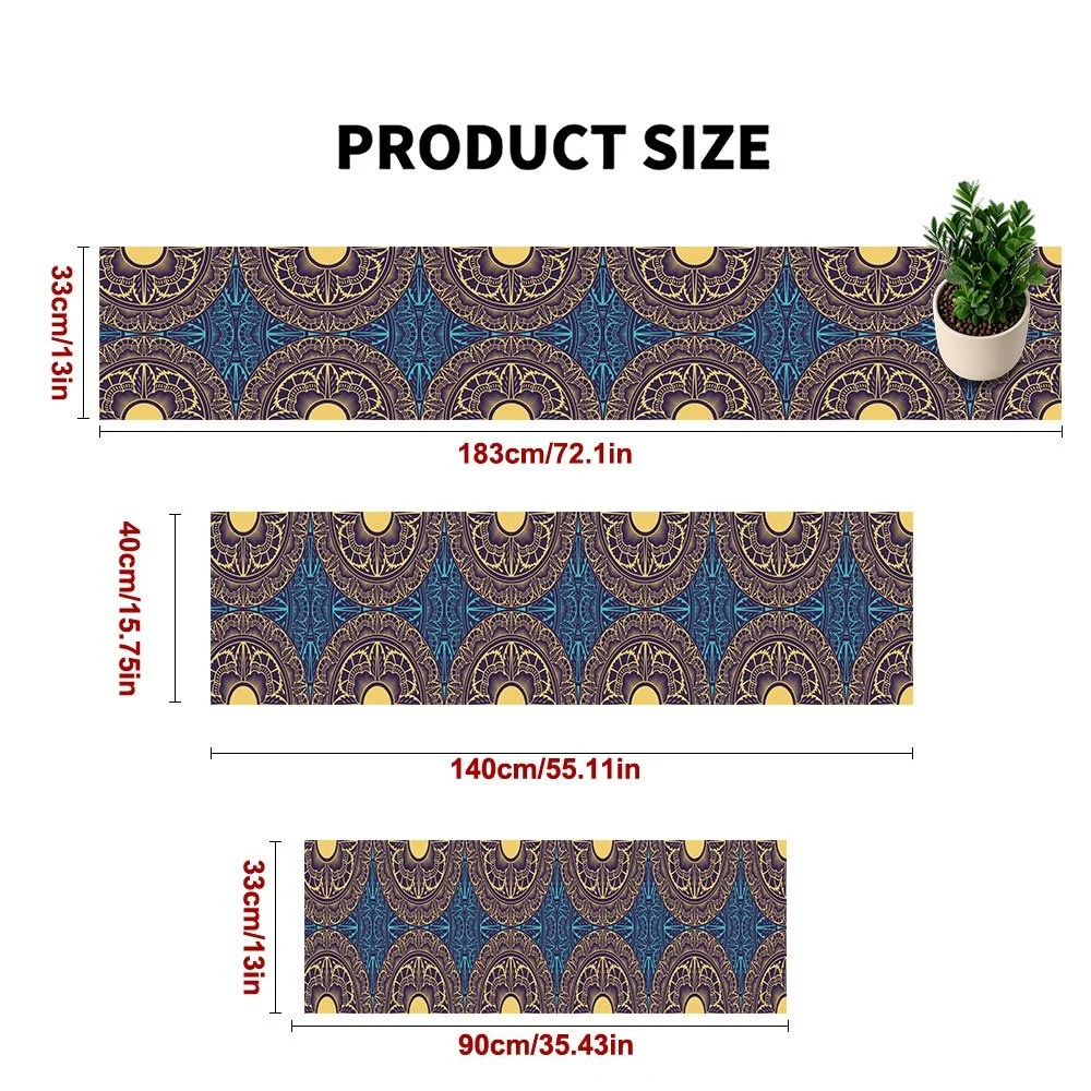 1 Stück Tischläufer mit Türkisblau und goldenem Mandala-Aufdruck – Esstischdekoration, Tischläufer mit Baum des Lebens