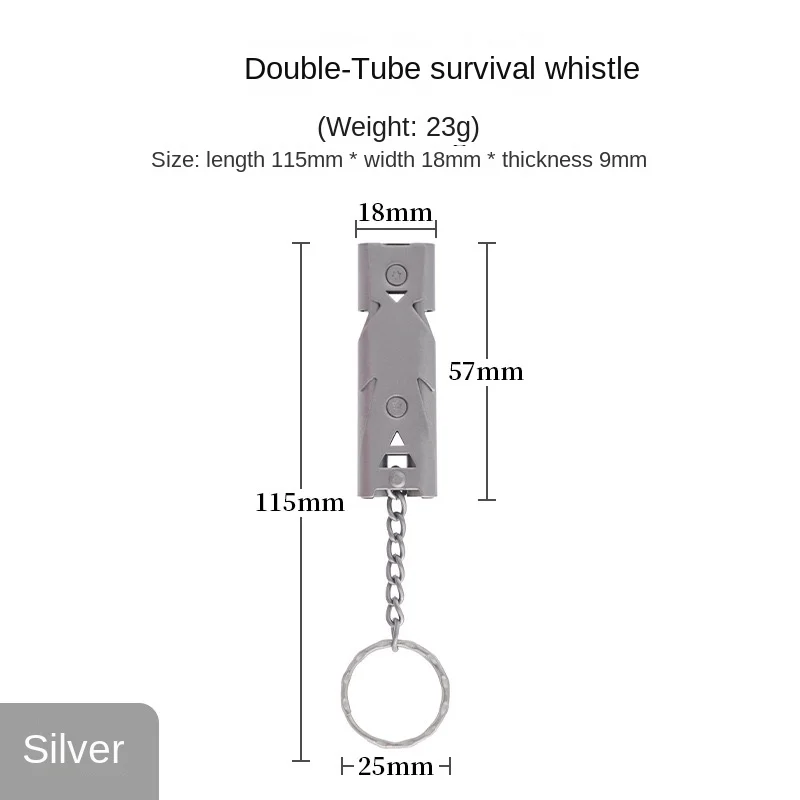 أنبوب مزدوج صافرة متفجرة في الهواء الطلق استغاثة صافرة الفولاذ المقاوم للصدأ عالية التردد زلزال الإنقاذ صافرة صفارة إنقاذ